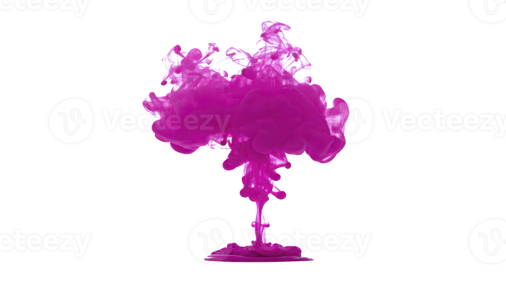 Vibrant magenta ink cloud swirling in water, creating abstract artistic shape with smooth texture and dynamic movement, isolated on transparency background, evoking creativity and imagination png