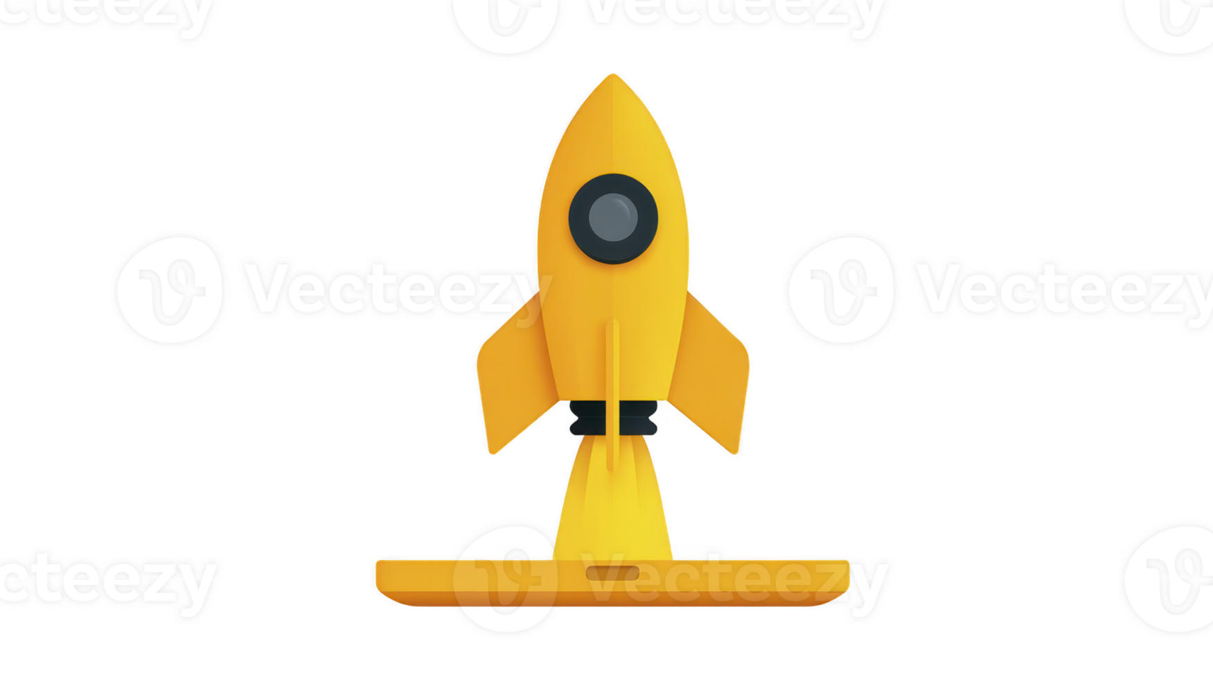 Yellow rocket icon cartoon style isolated on transparency background symbolizing innovation startup creativity and progress with playful and modern design for technology or business concepts png