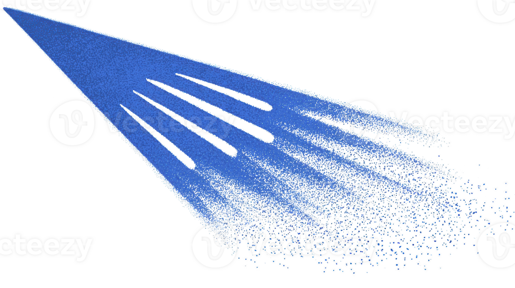 Blue spray paint splatter with dynamic triangular shape, scattered particles, and artistic texture, ideal for creative backgrounds, graffiti art, or digital design projects png