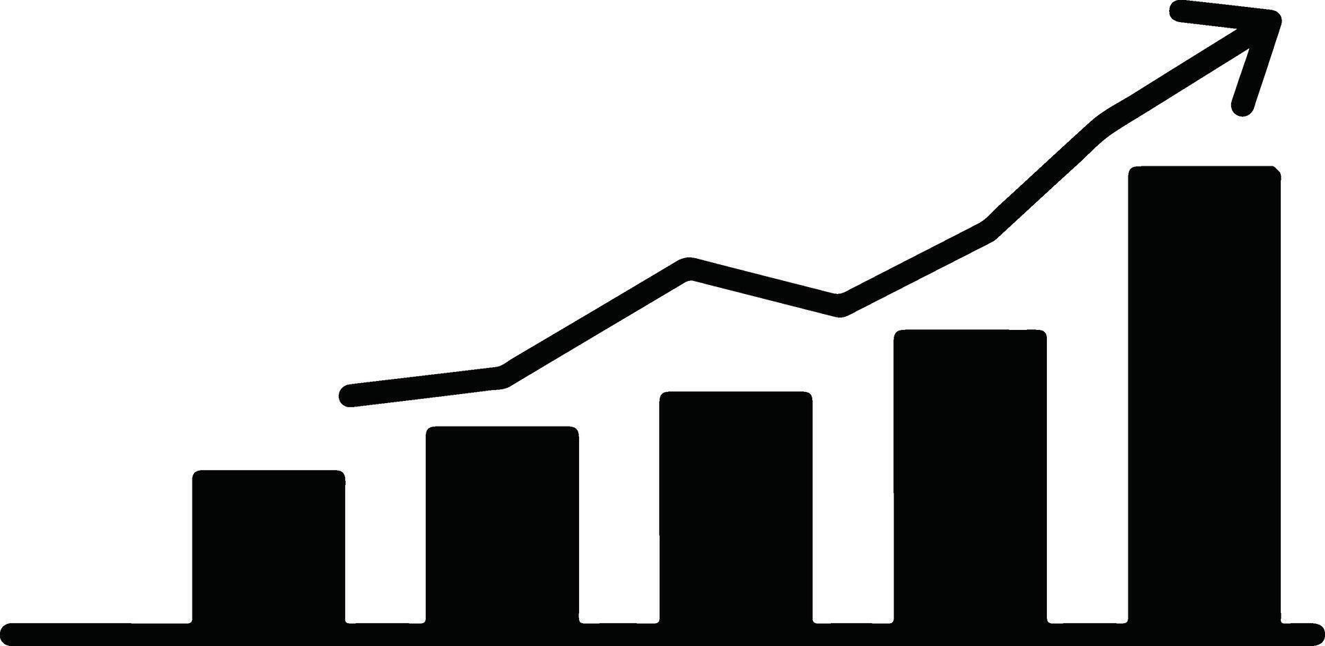 un grafico bar gráfico con un hacia arriba flecha vector