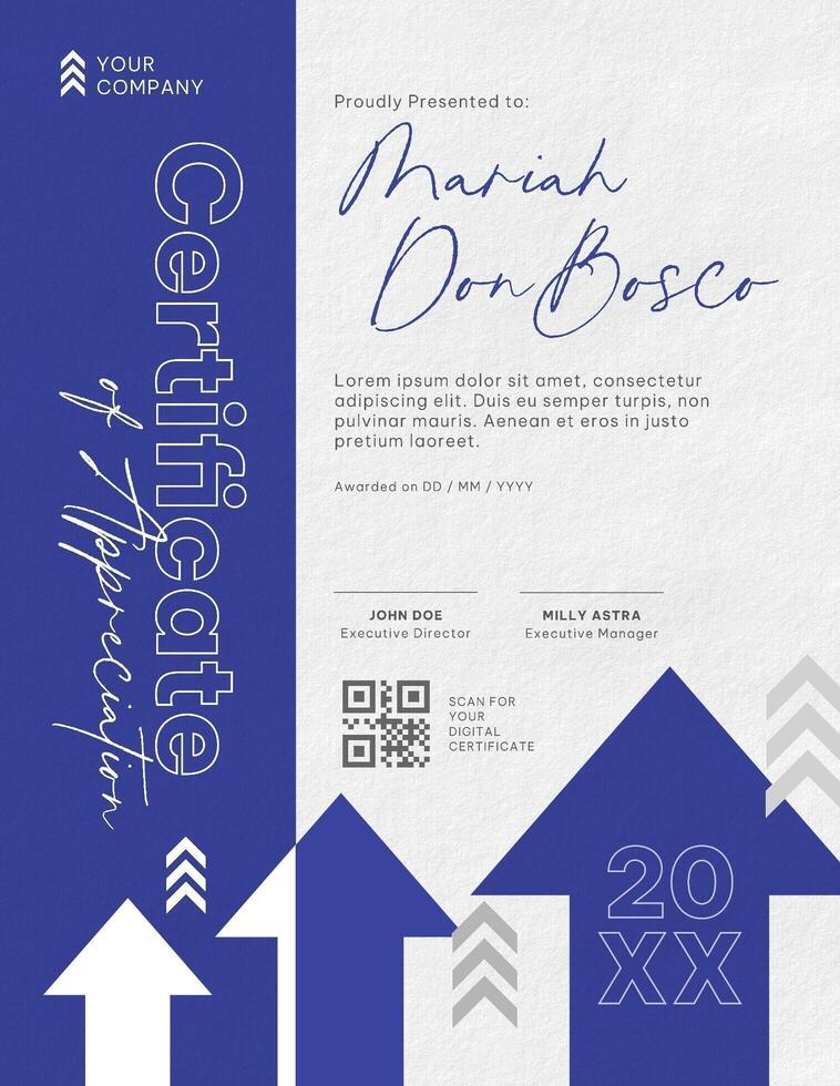 Certificate of Appreciation with Arrows Elements template