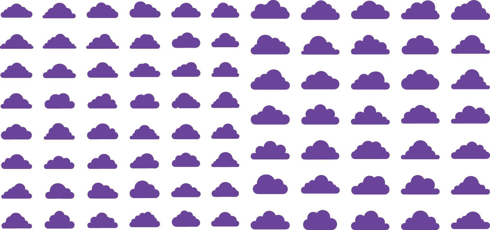 Repeated cloud icons in a simple flat style, seamless pattern illustration vector