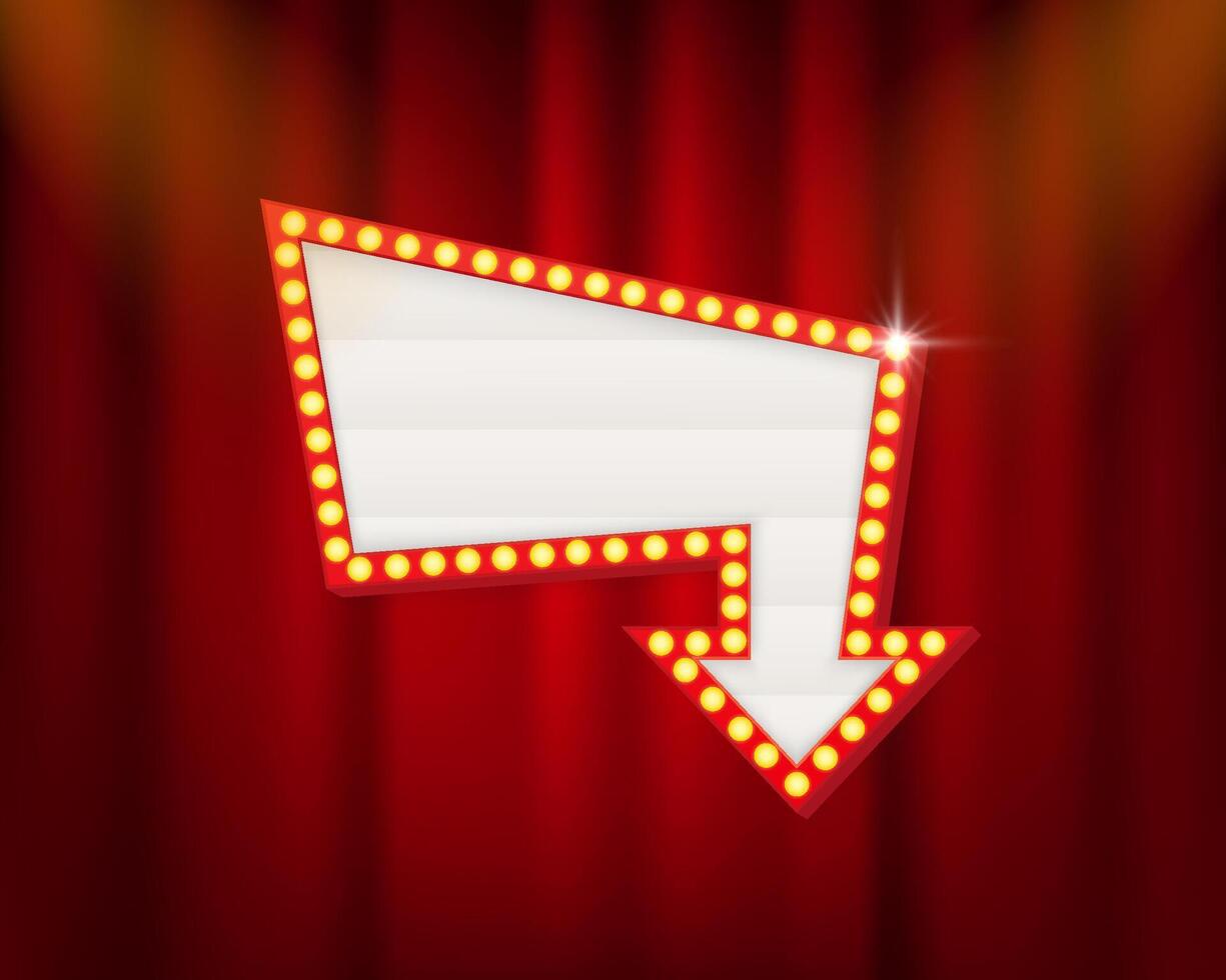 Retro 3d advertising with retro lightbox on background for banner design. design banner. stage. vector