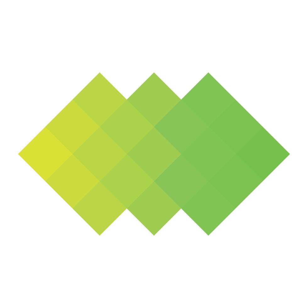 Green pixelized mosaic logo design element. Abstract shape of multiple squares. Simple flat graphic symbol vector