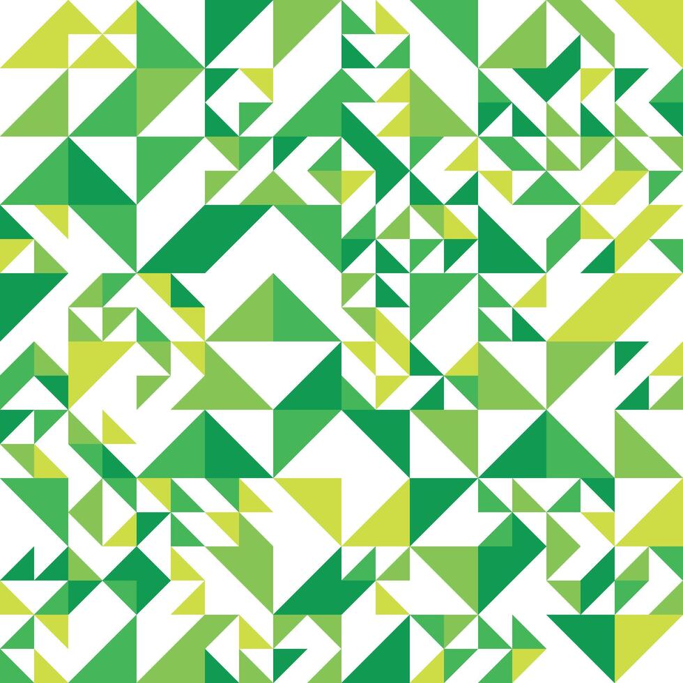 Abstract mosaic of right triangles. Green right triangles scattered on white background. Abstract seamless pattern. Modern decorative wrapping paper. vector