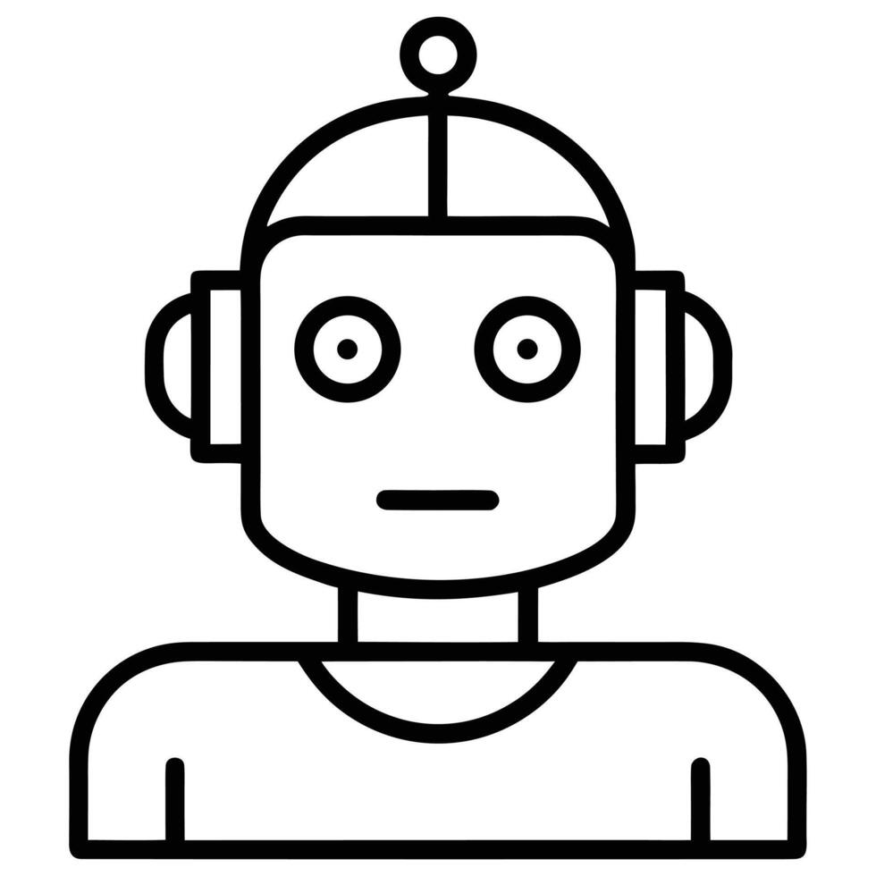 Simple Robot Head Icon Outline android artificial intelligence vector