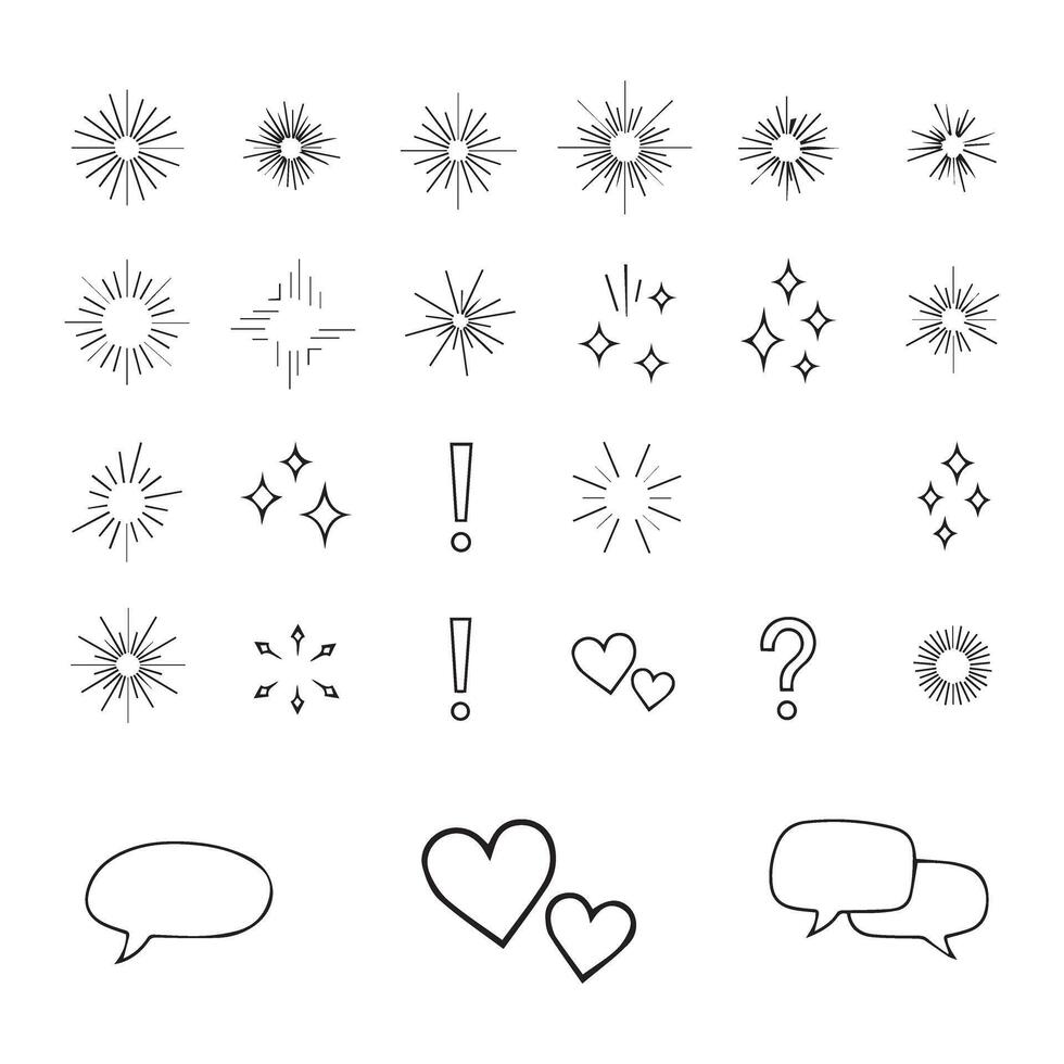 A set of different shapes and symbols for a drawing vector