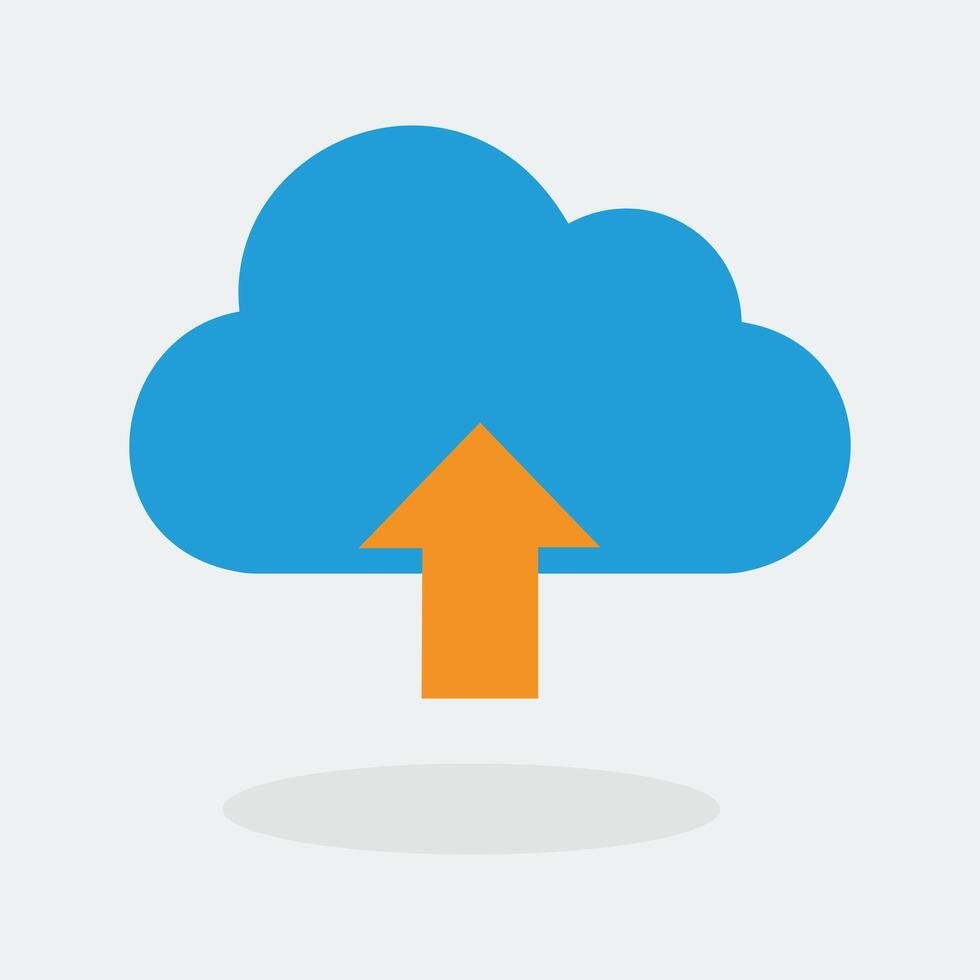 un nube icono con un subir flecha, representando nube almacenamiento y datos transferir vector