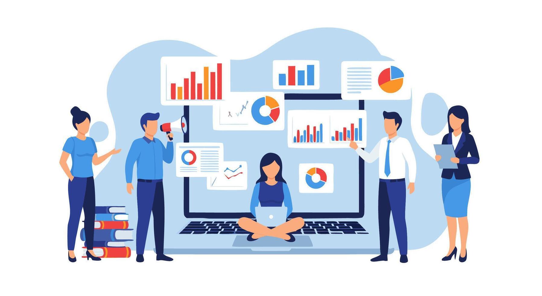 Business analytics and data visualization for strategic decision making and performance improvement vector