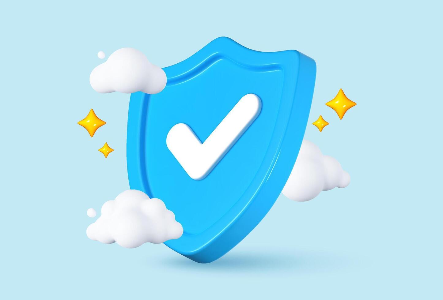 Blue shield with a checkmark vector