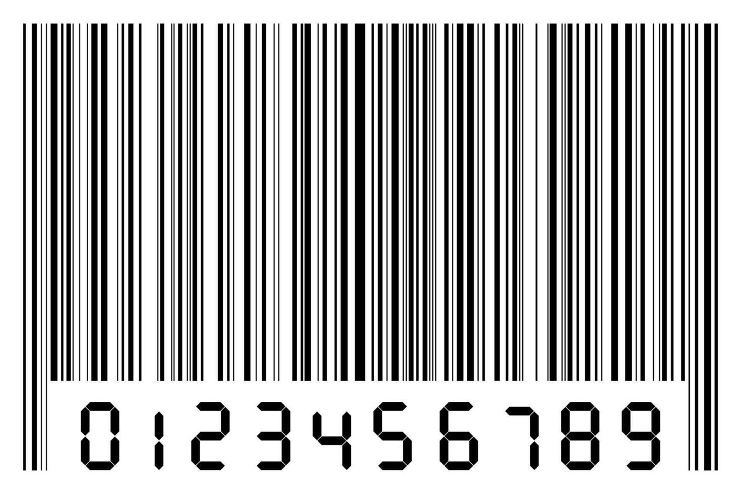 negro digital número cero a nueve con bar código aislado en blanco. vector