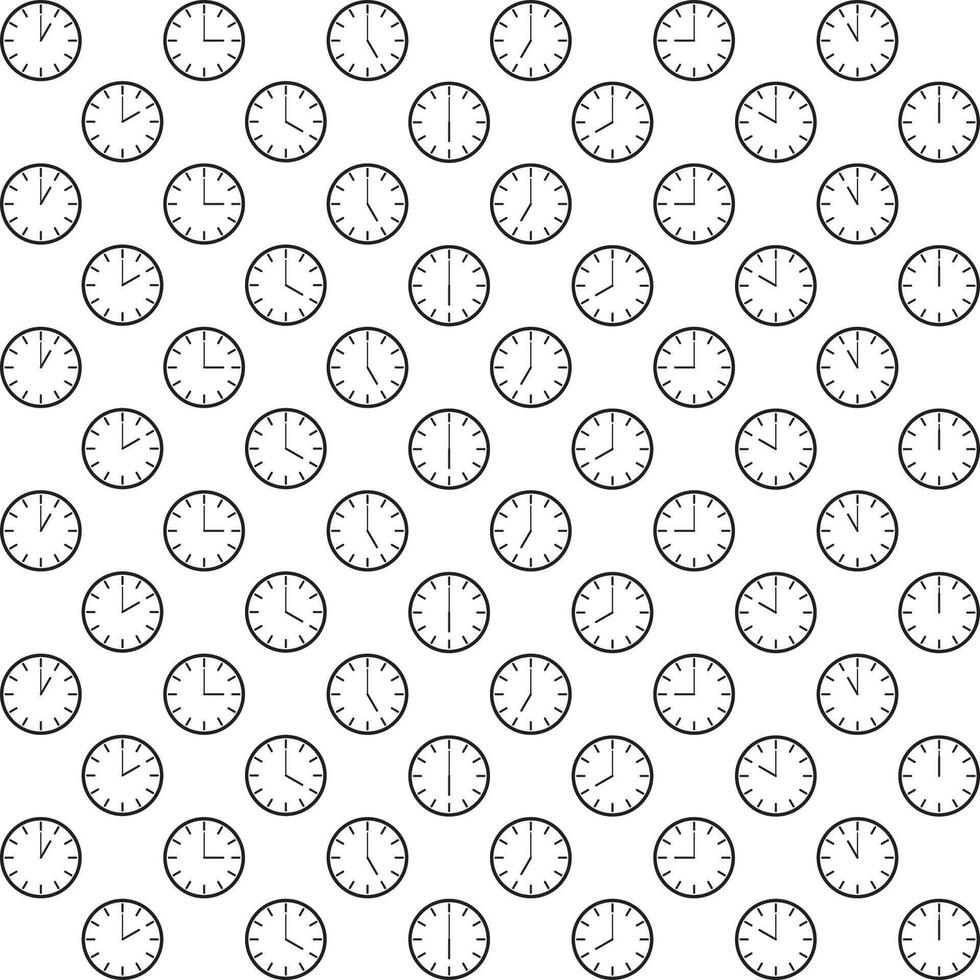 black and white clock seamless design for pattern and background. vector