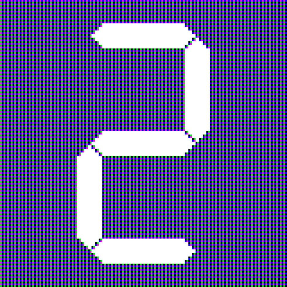 realistic digital LED screen with digital number two 2 for pattern and background. vector