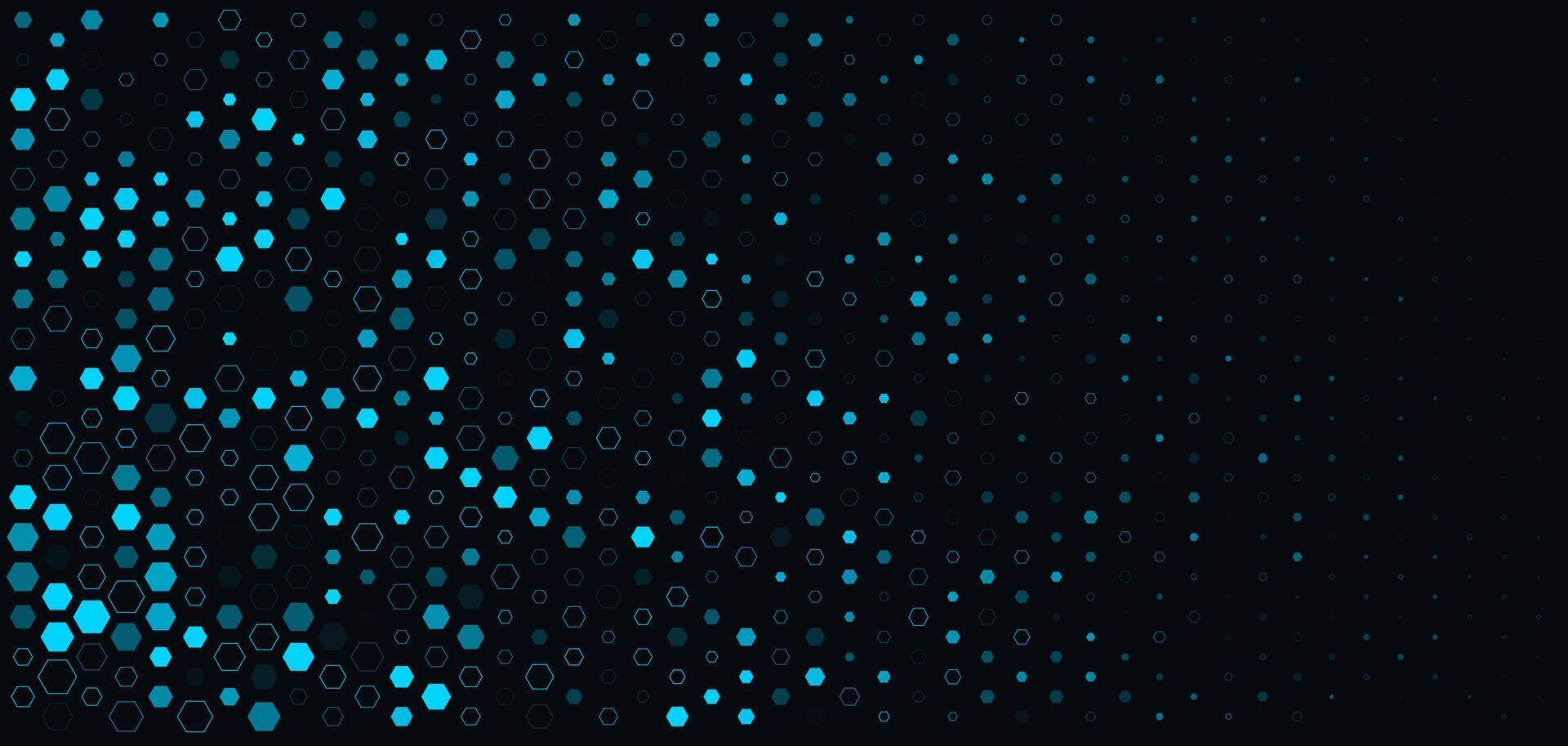 Blue Hexagon Honeycomb Pattern Grid Futuristic Geometric Background for AI, Tech, Science, Medical, Finance, Digital. Hexagonal Modern Texture. Halftone Gradient Backdrop. Abstract BG vector