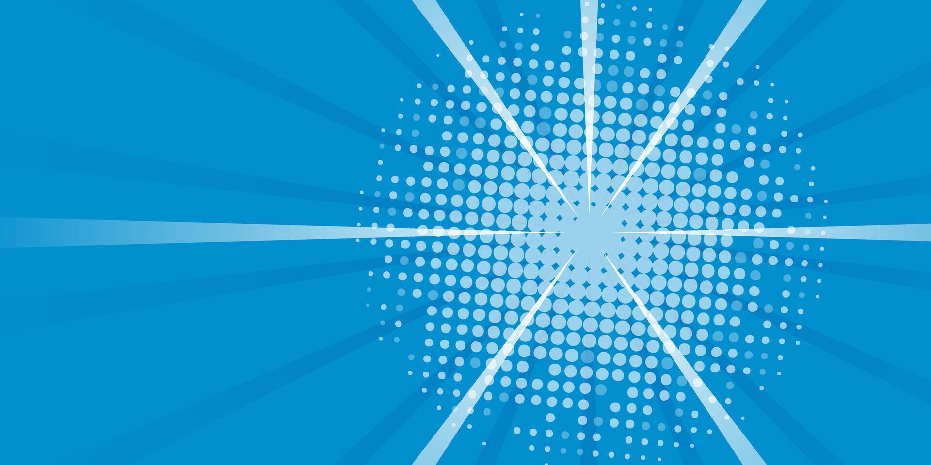 A blue background with dots and rays vector