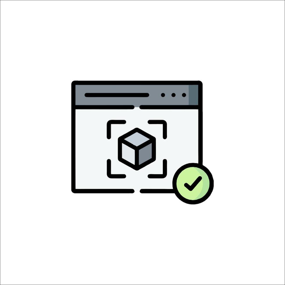 3D Modeling Software Check Mark Design Approved Icon, project completion vector