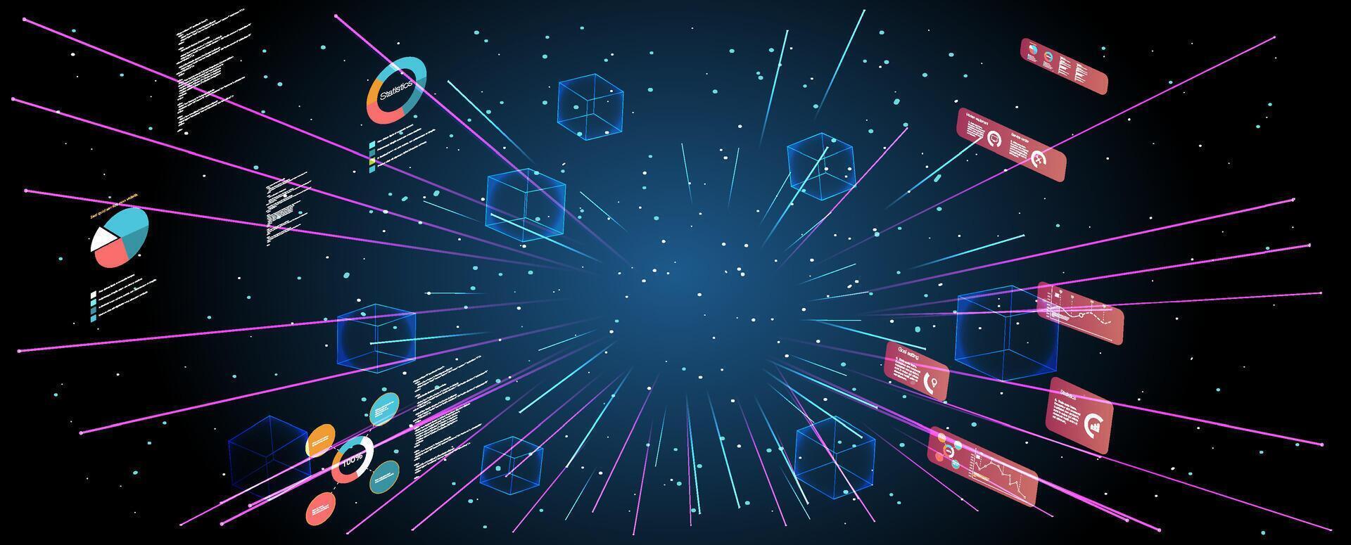 Digital data visualization with graphs and geometric shapes in a modern abstract design. vector