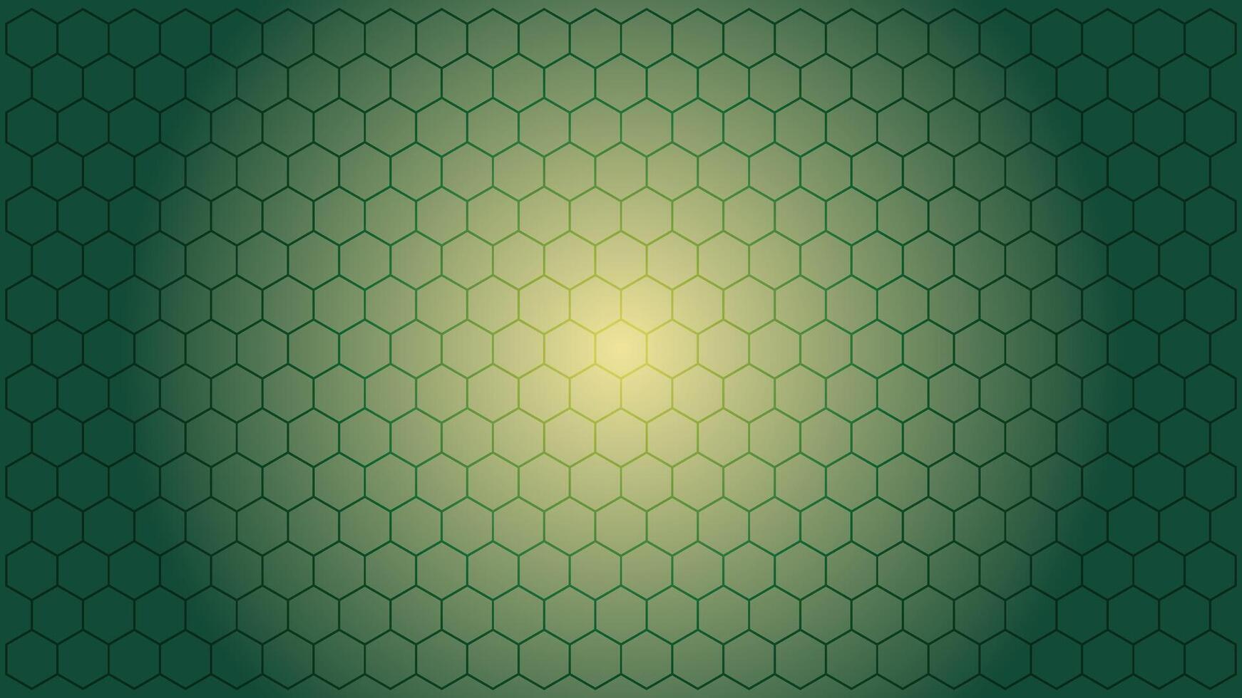 Green gradient background with hexagonal pattern and soft glowing light vector