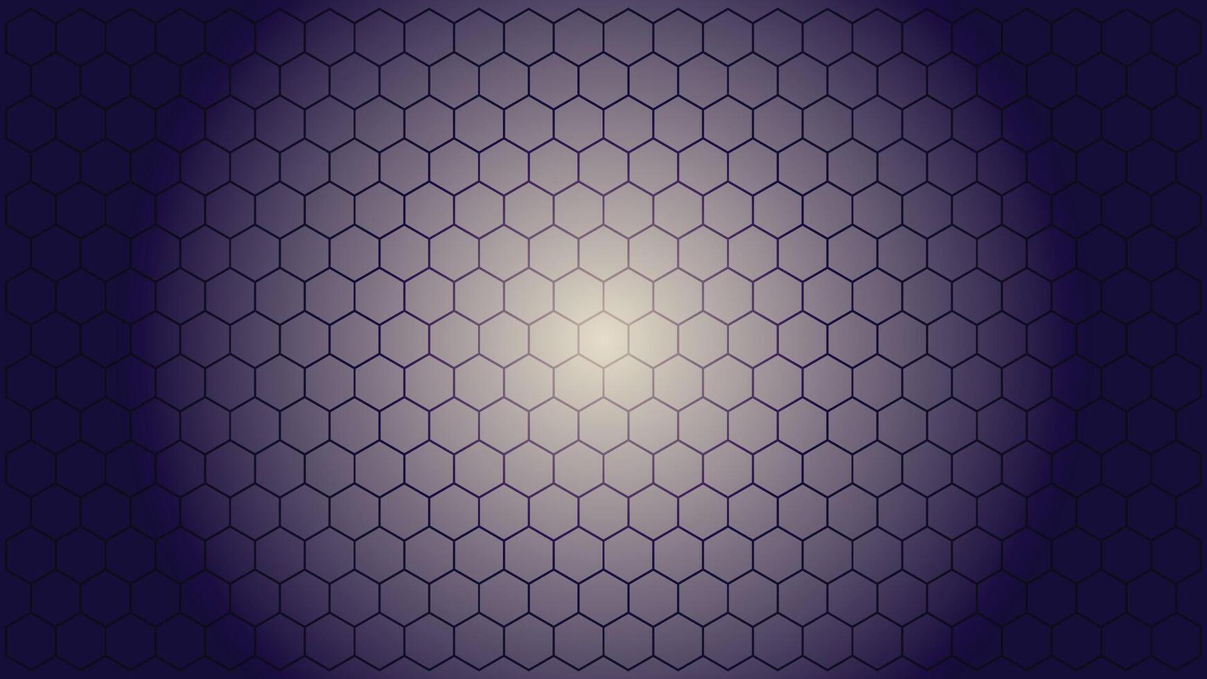Gradient purple hexagon pattern background design with soft light center vector