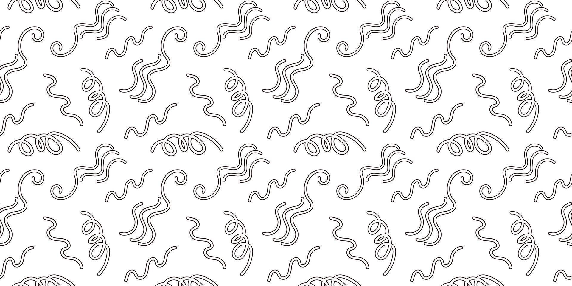 Seamless abstract pattern with wavy lines on a white background. Line art style. vector