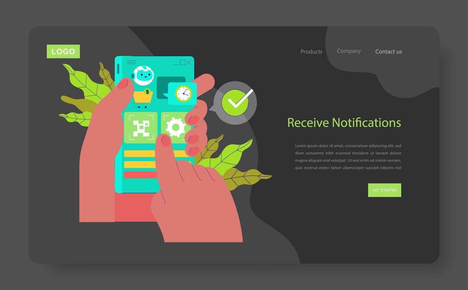 Mobile notifications interface illustration vector