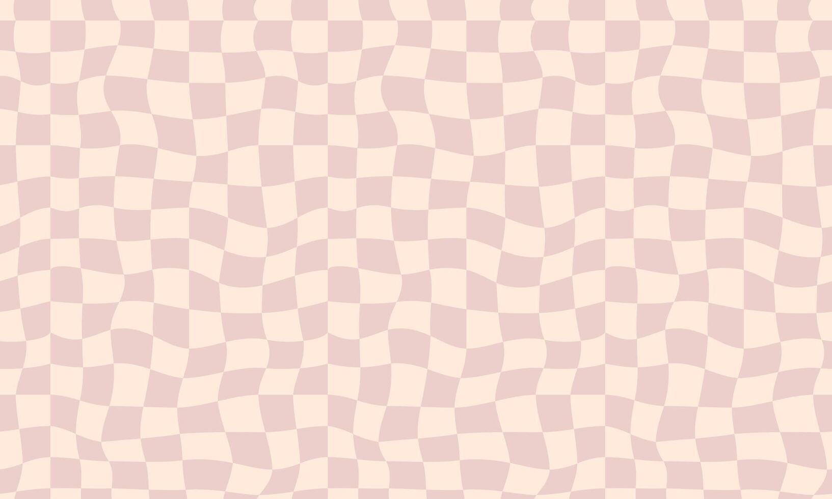 Groovy hippie 70s seamless pattern. Checkerboard, chessboard, mesh, waves background. Twisted and distorted texture in trendy retro psychedelic Y2k style. Flat illustration vector