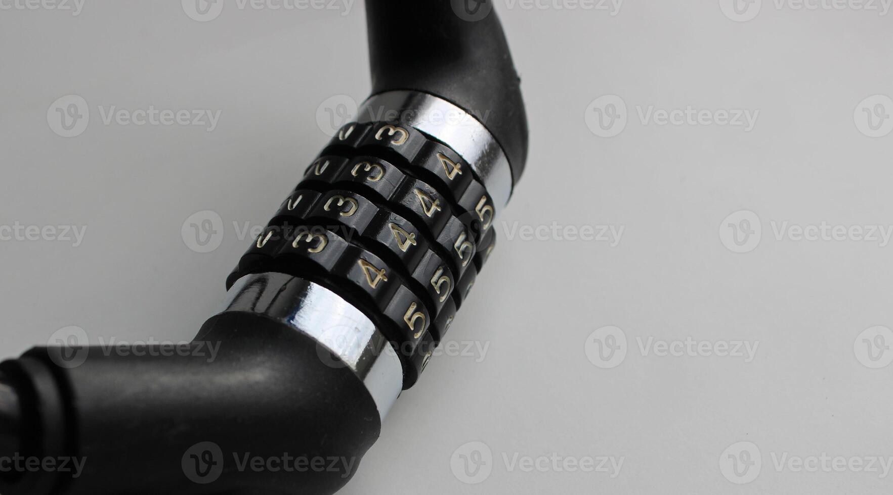 Bike Lock Body with a Same Combination of Digits on It Isolated Stock Photo with Copy Space