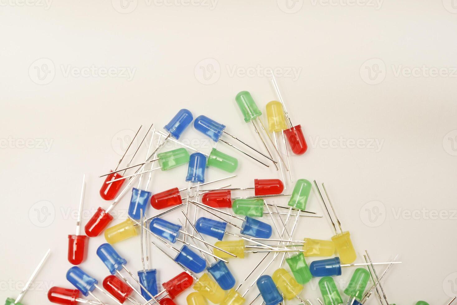 A grouping of bags with multicolored LEDs for electronics. photo