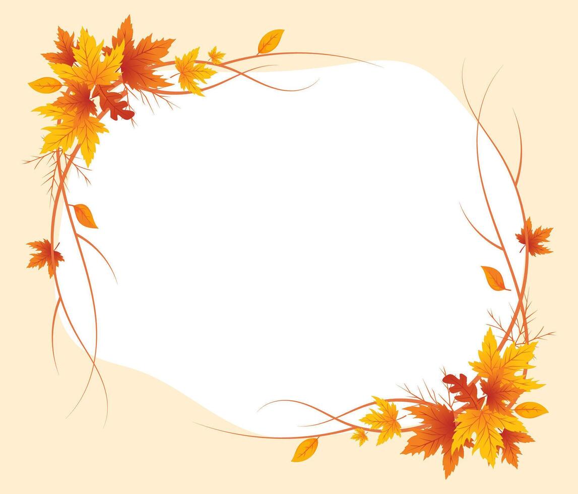 Autumn Leaves Frame Background Hand Drawn Frame Autumn Background, Maple Leaf Autumn Background vector