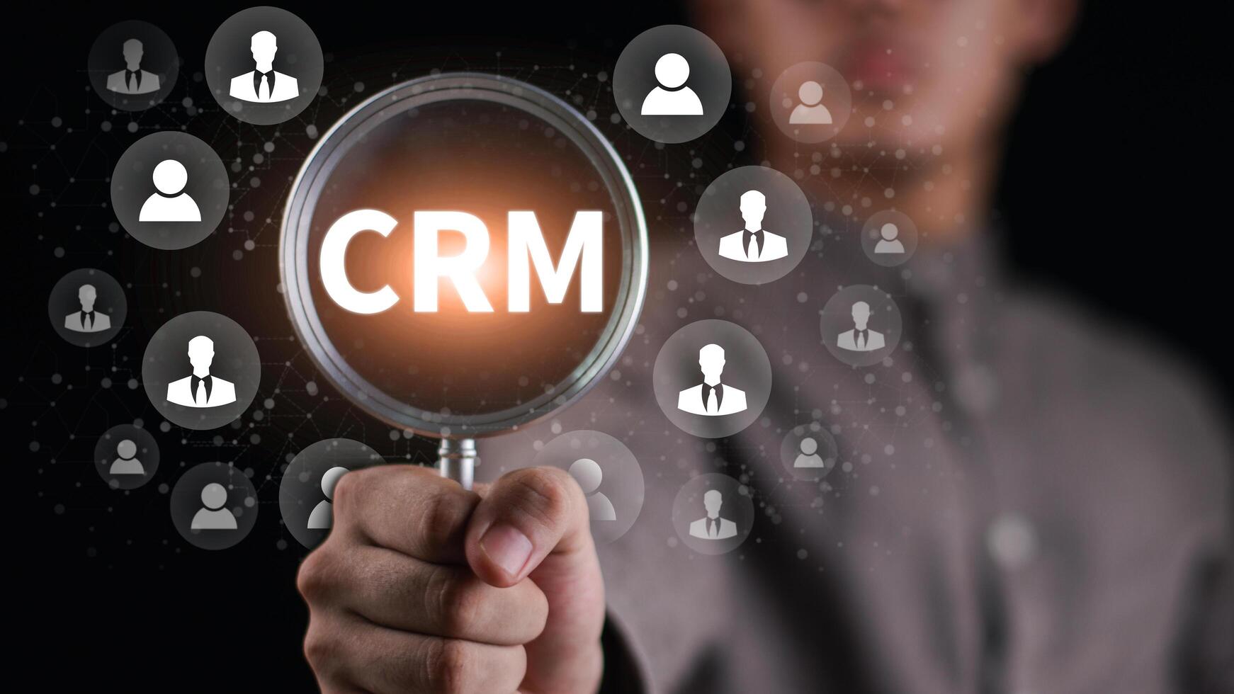 Concept of CRM technology, customer engagement, digital business strategy, data management, and marketing automation for improving customer experience and retention ,client data analysis. photo