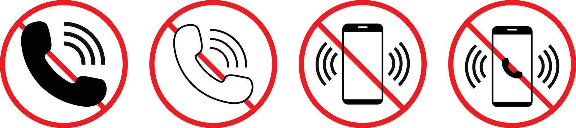 no phone call icon. Warning sign No Phone. Do not use smartphone. warning concept symbol. vector