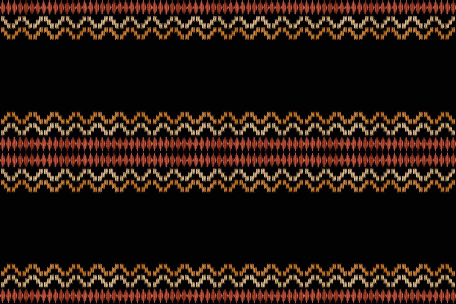 Ikat cloth pattern fabric with bkack color background design art. vector