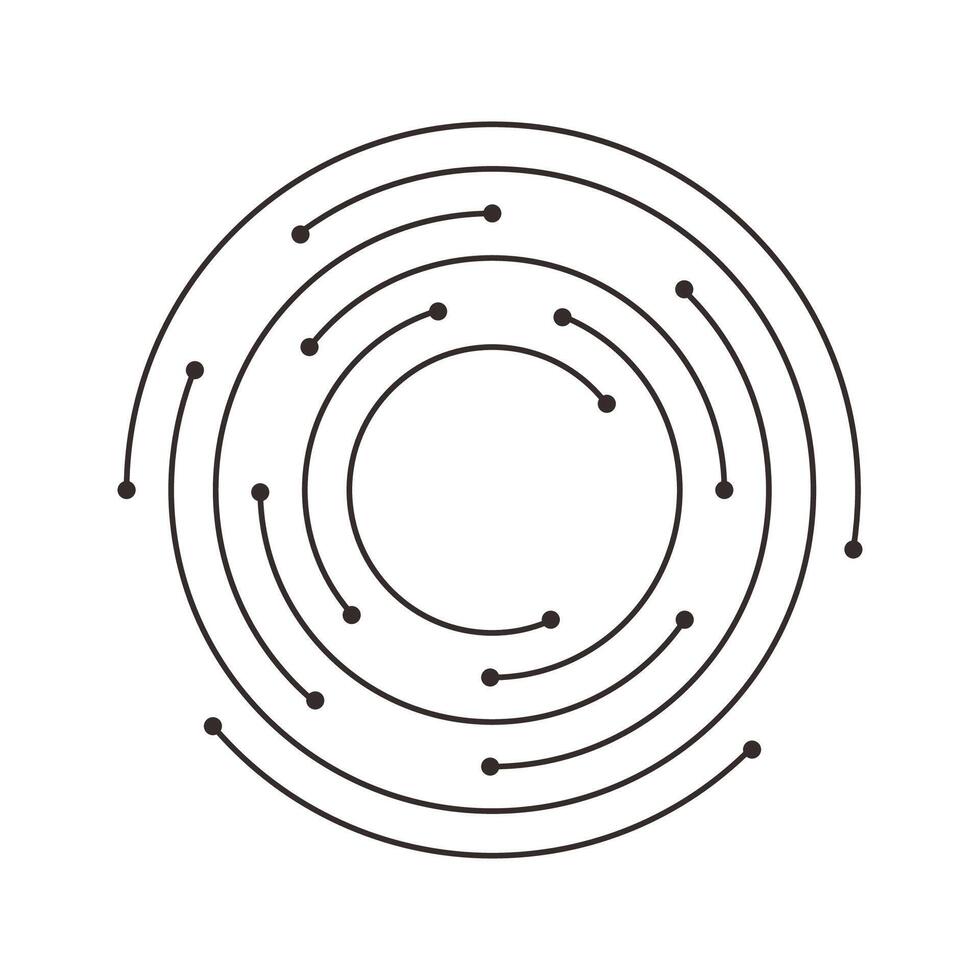 circuito línea puntos conexión, circulo tablero. tarjeta madre electrónico tecnología datos, eléctrico junta, UPC. programación ciencia, computadora sistema elementos vector