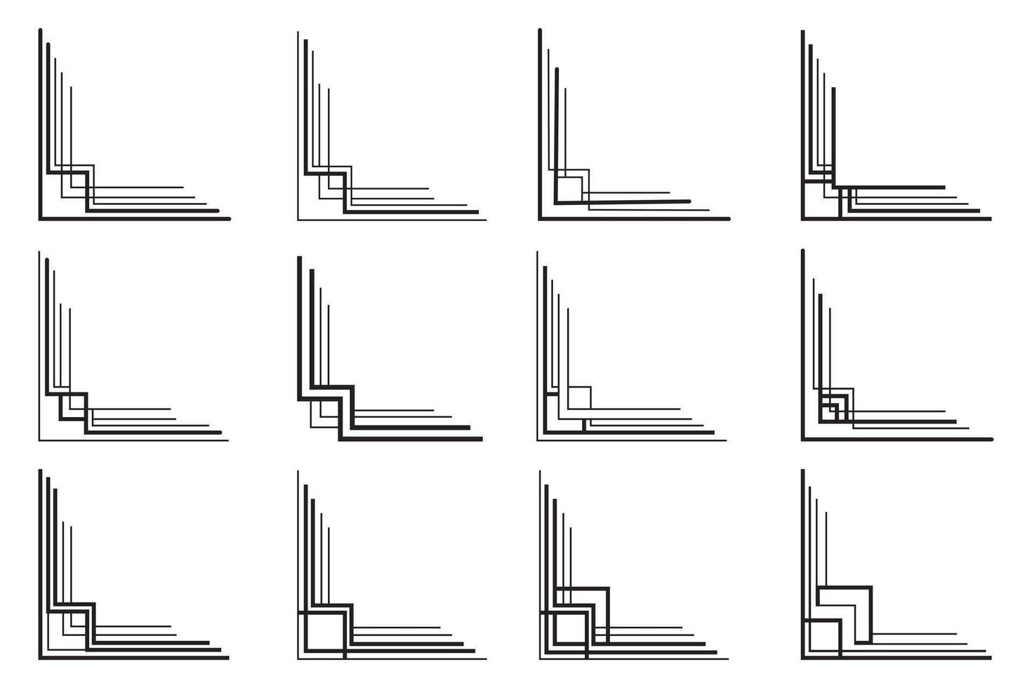 Rectangular Corner Frame Elegant Element Set vector