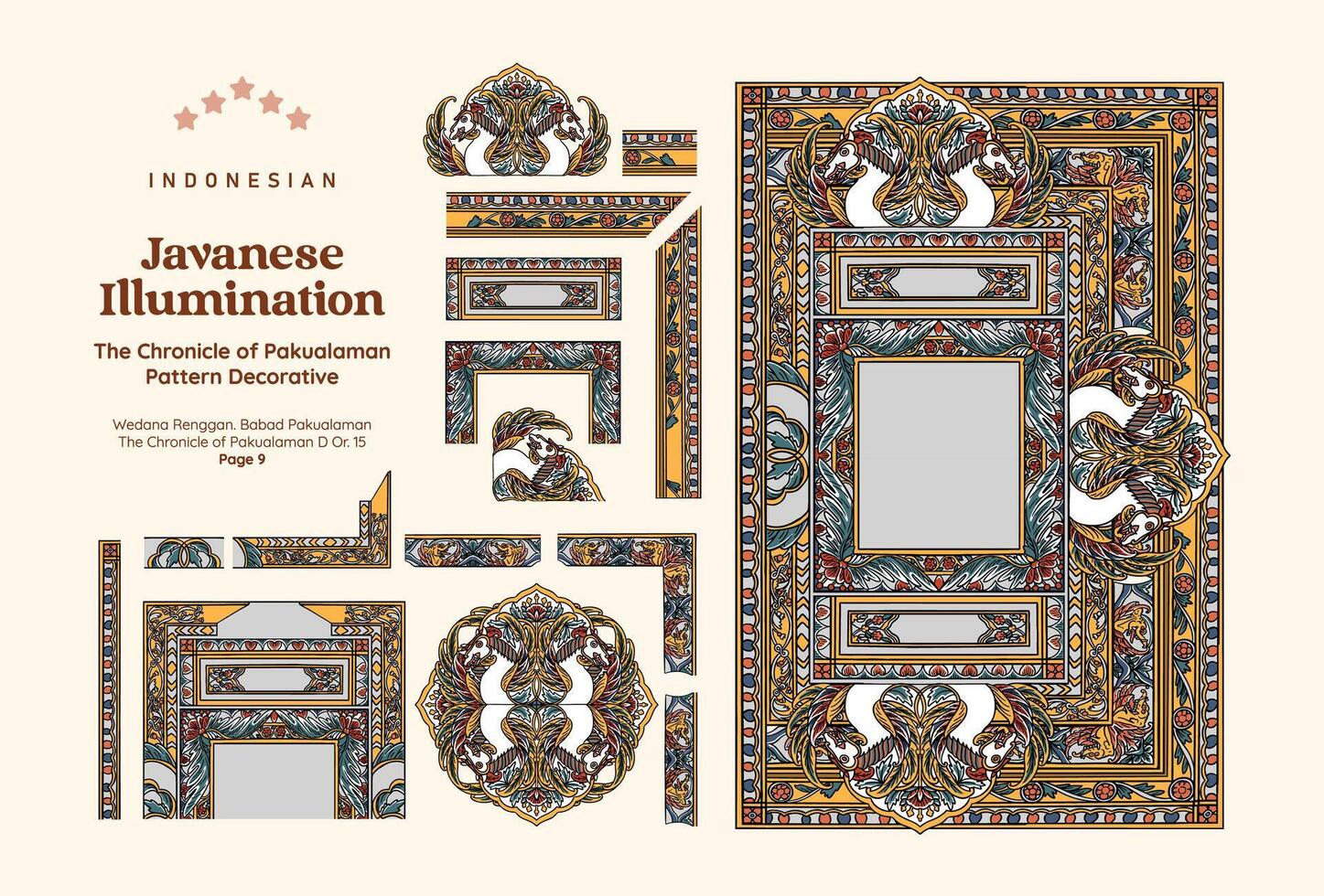 Intricate Javanese decorative patterns vector