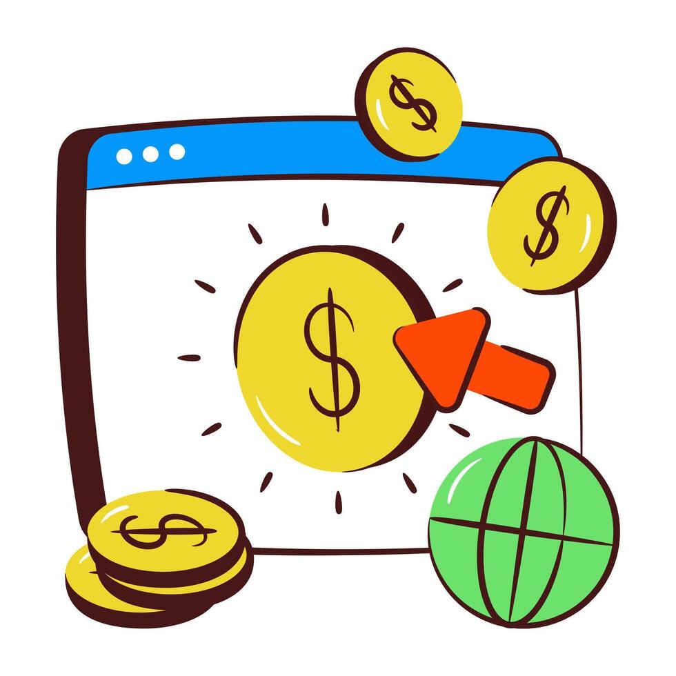 Conceptual doodle design icon of pay per click vector