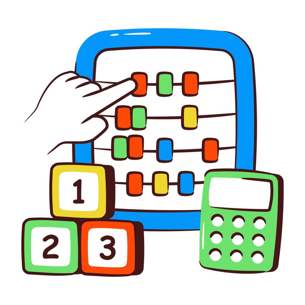 A frame of counting beads, hand drawn icon of abacus vector