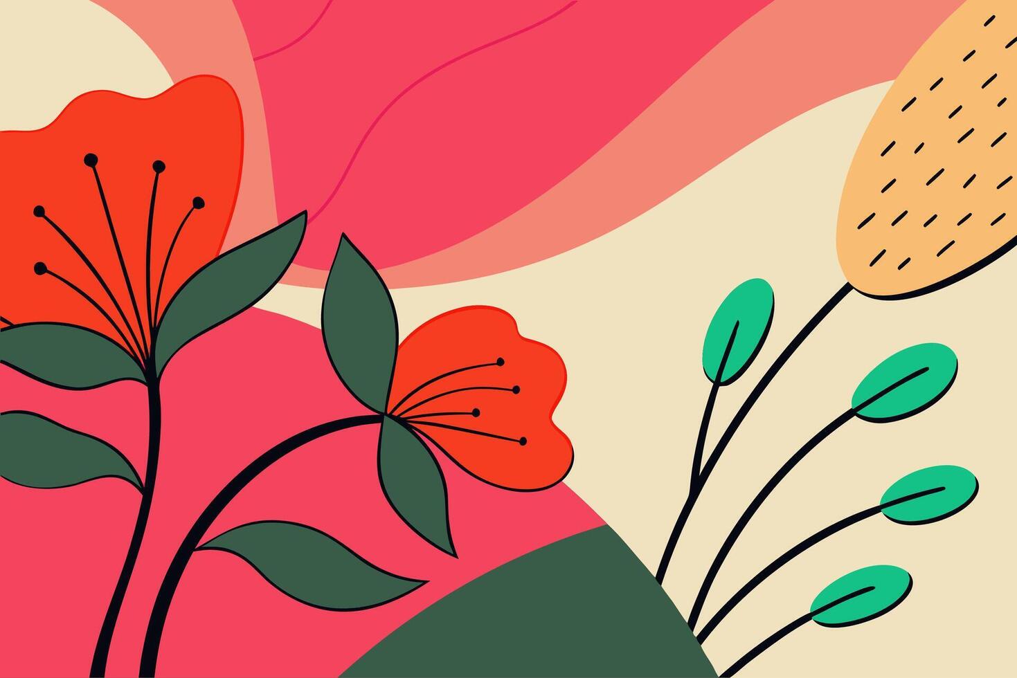 Abstract Floral with Vibrant Color Blocks Scalable Graphics vector