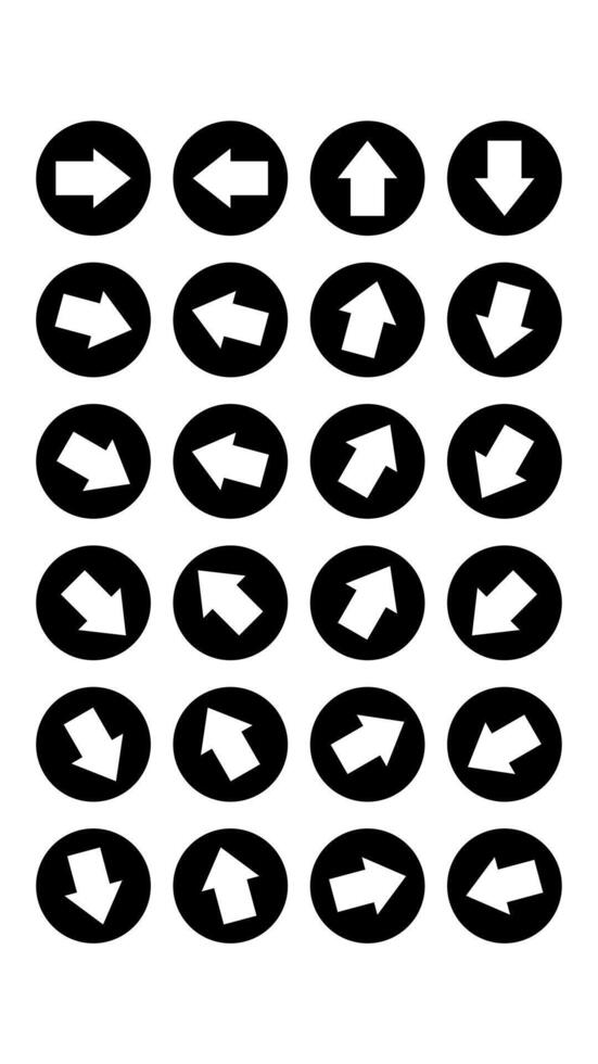 A grid of black circles, each with a white arrow pointing in a different direction vector
