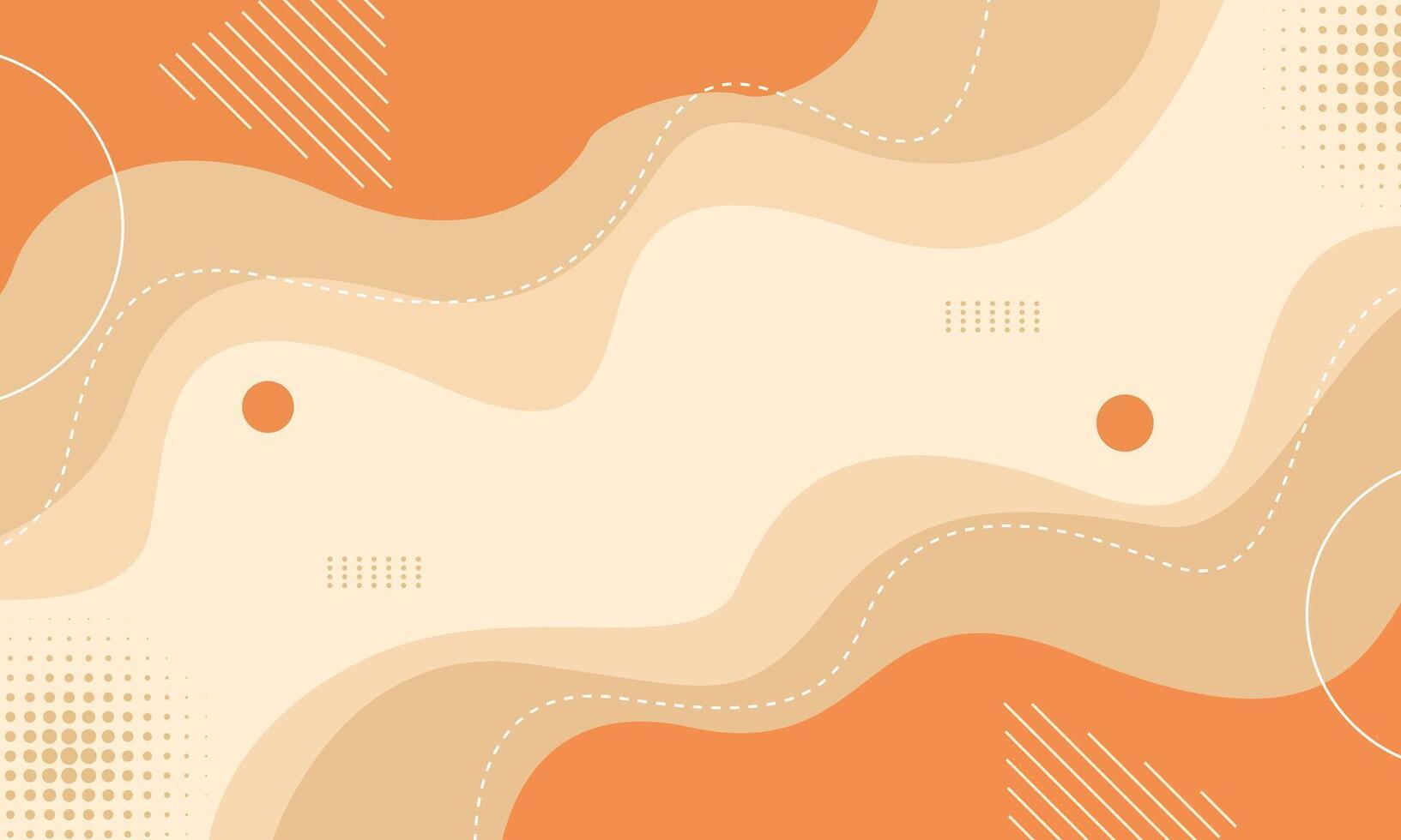 Abstract Orange Wavy Background with Geometric Elements. vector