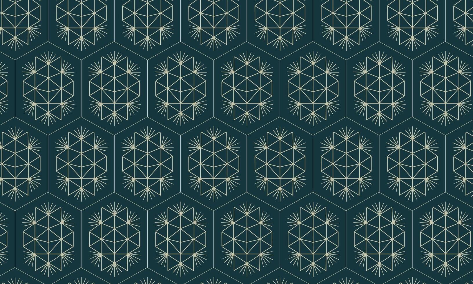 geometric hexagonal pattern with intricate internal line art design on a dark teal background vector