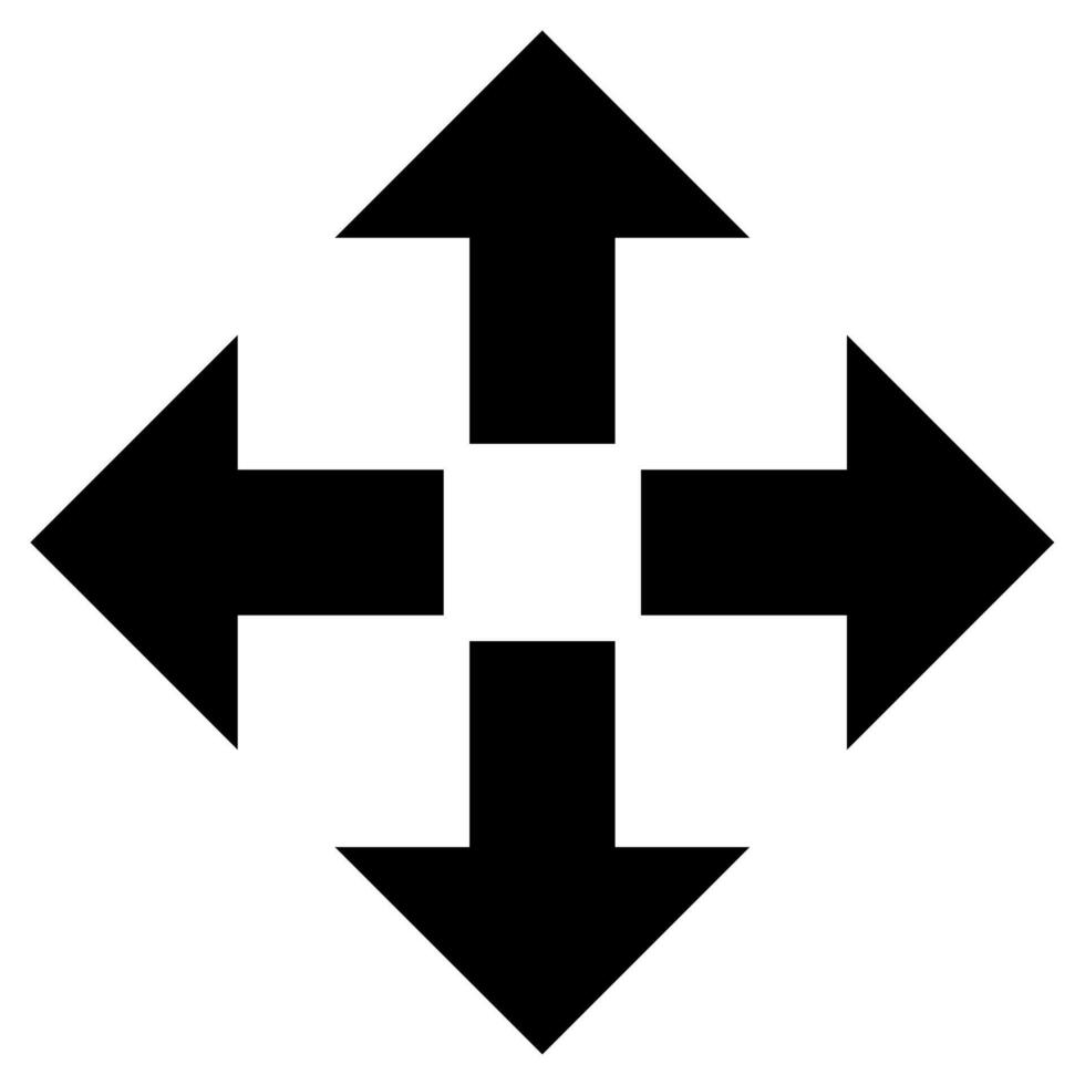 Crossed arrows icon Direction symbol Movement pointer Black shape vector