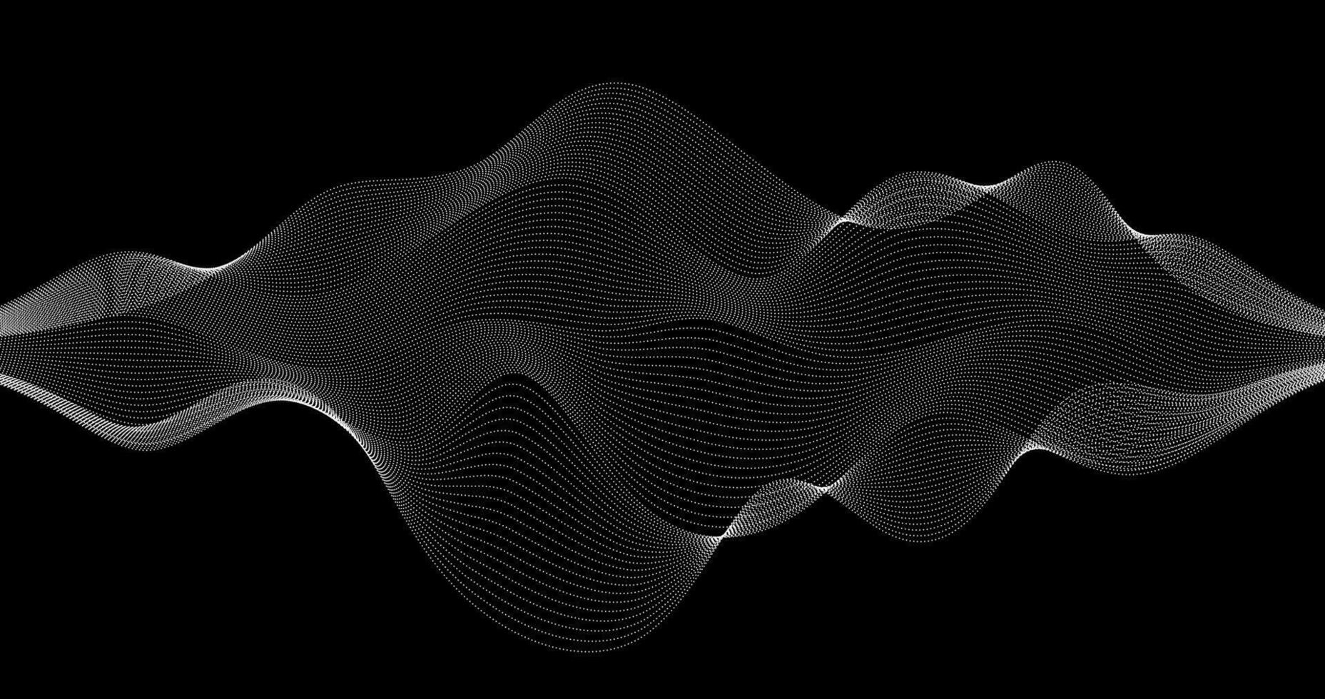 Grid Wave of Particles on black background for Science technology vector