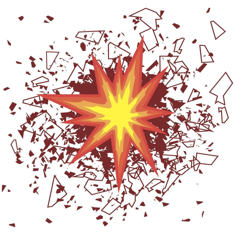 Explosion Cloud of Red Pieces on White Background. Sharp Particles Randomly Fly in the Air vector