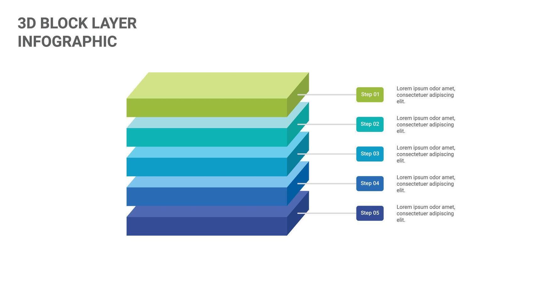 3d block layered infographic template with 5 steps vector