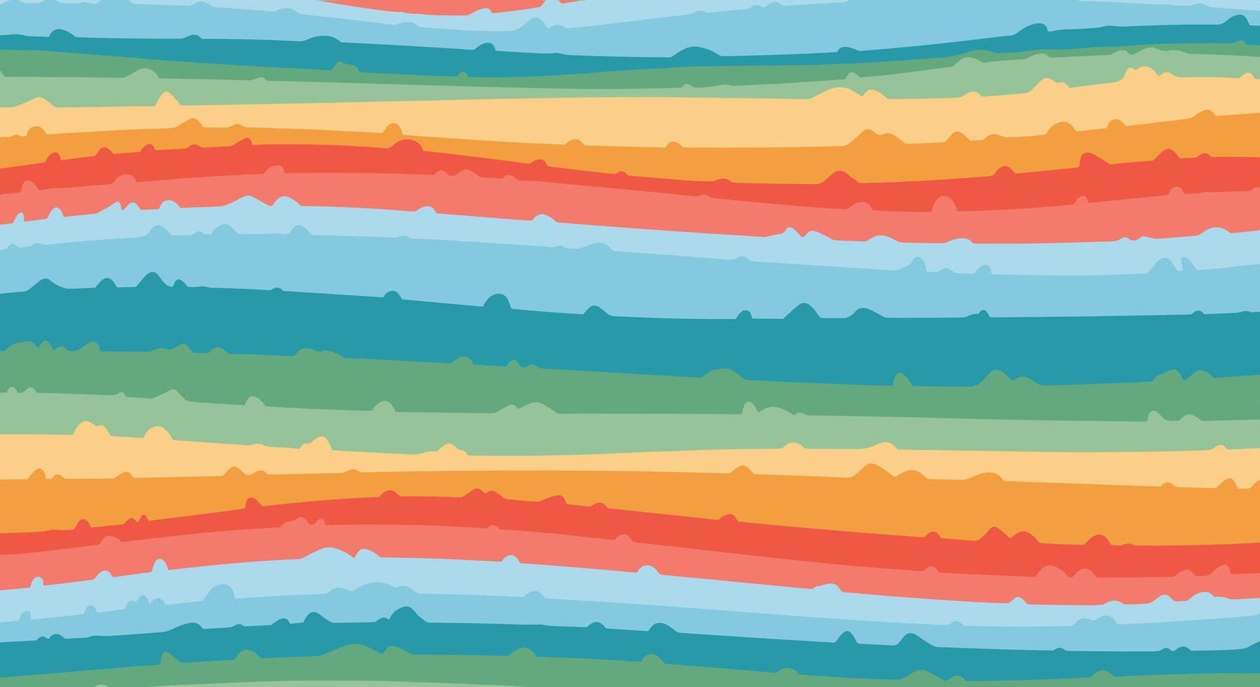 Vibrant abstract rainbow stripes flowing waves pattern seamless background texture vector