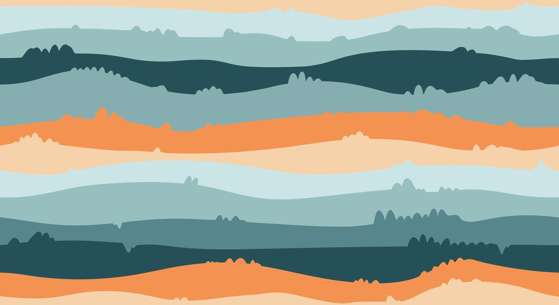 Abstract landscape of rolling hills with muted color palettes in a serene natural setting. vector