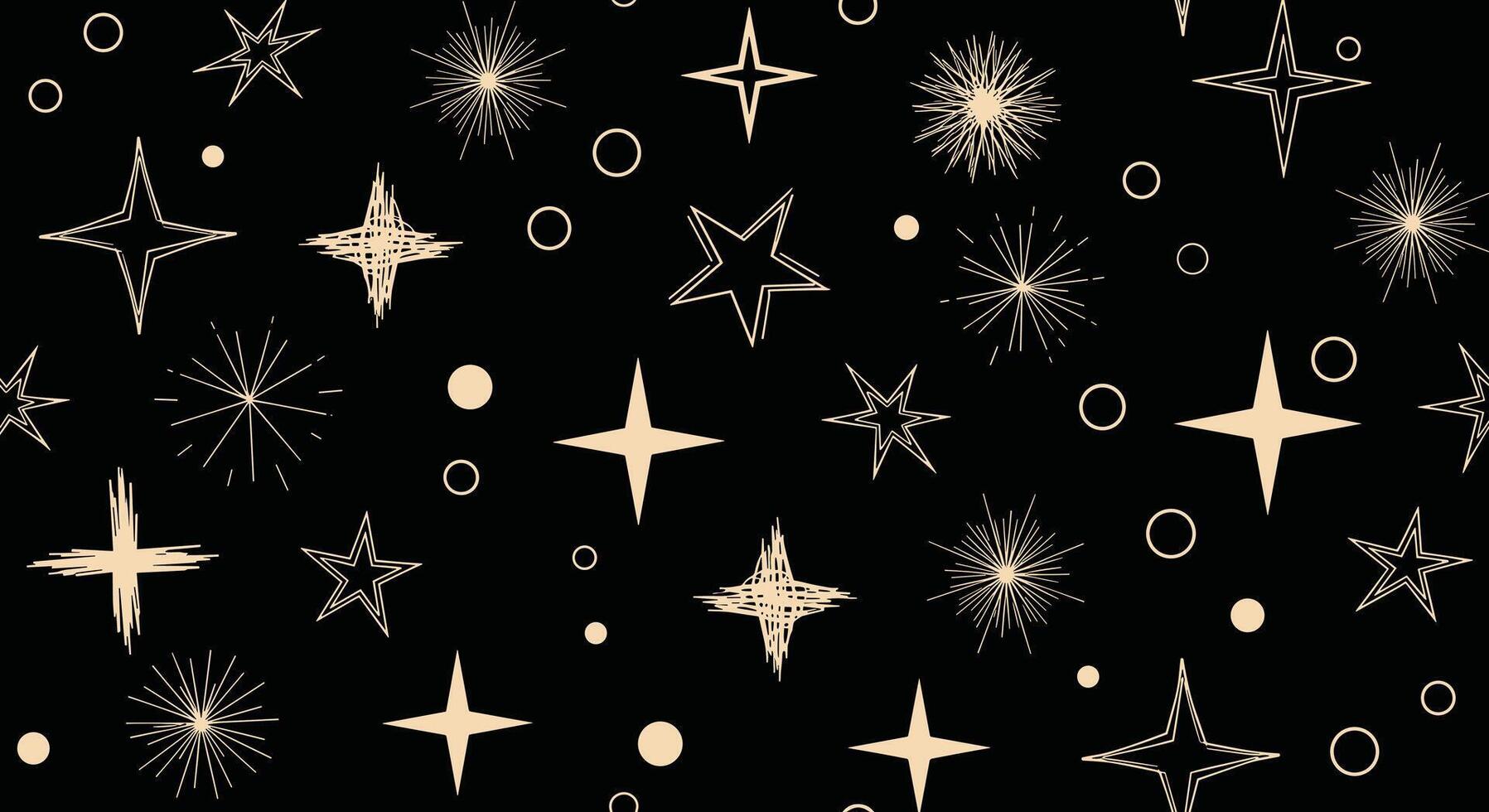 A mesmerizing collection of sparkling stars and celestial patterns on a dark background. vector