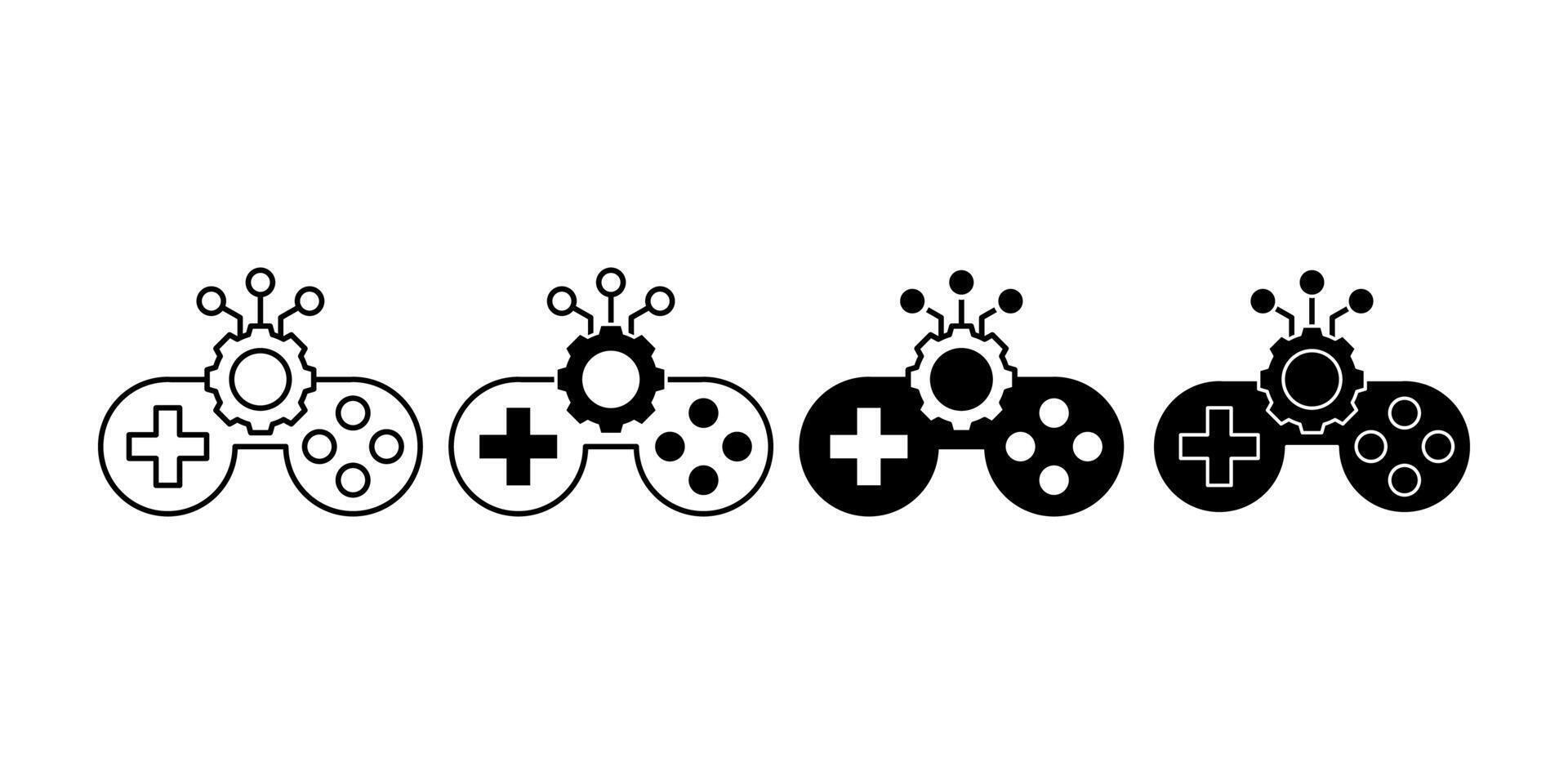 Artificial Intelligence in Gaming Black Icon Bundle for Smart Technology and Entertainment Concept vector