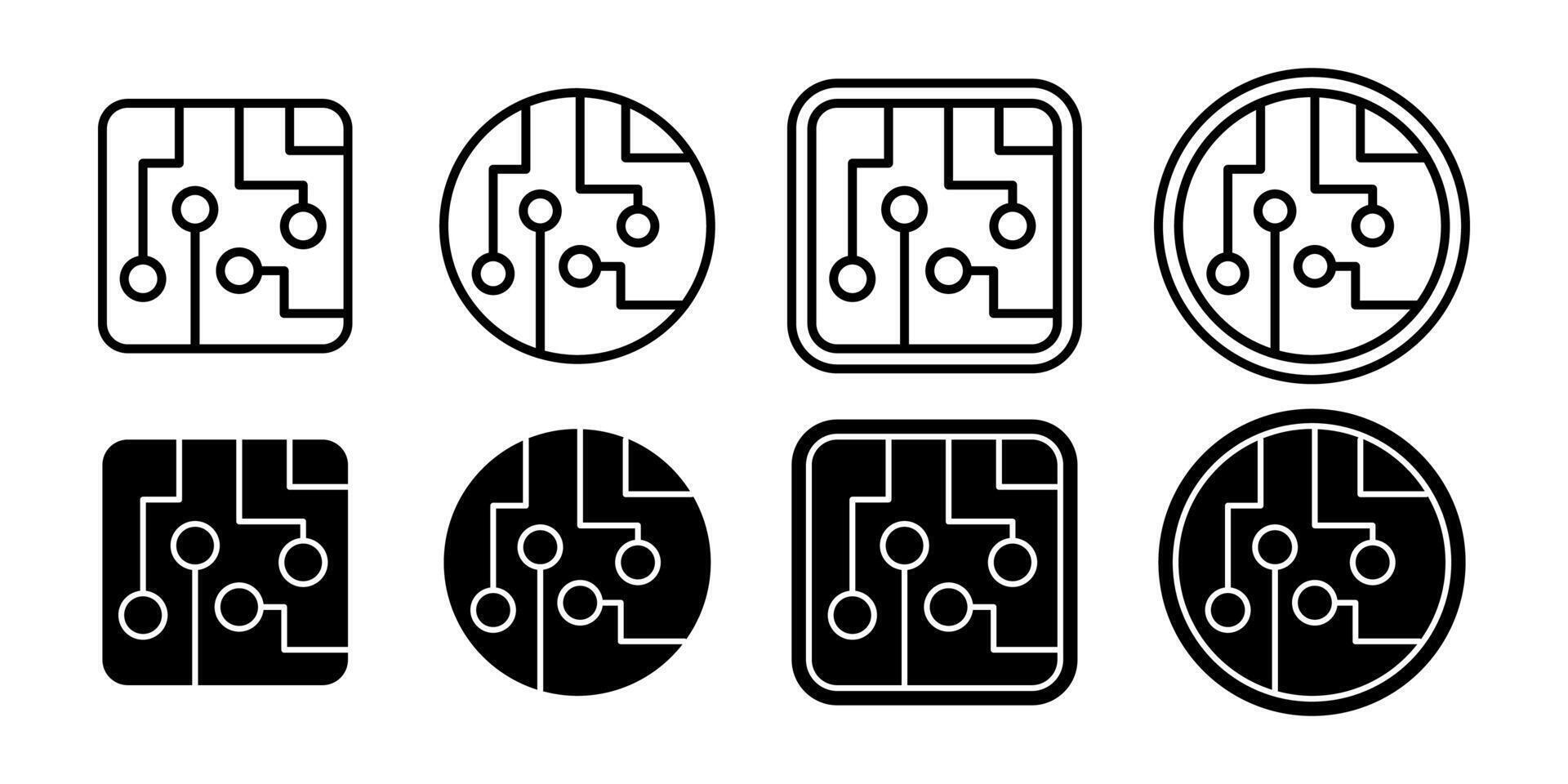 Circuit Board Artificial Intelligence Black Icon Bundle for Digital Connection and Smart Technology vector
